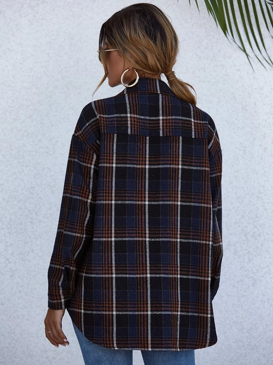 Plaid Button-Up Long Sleeve Shirt