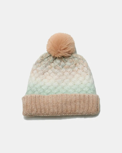 Gradient Knit Hat with Pompom