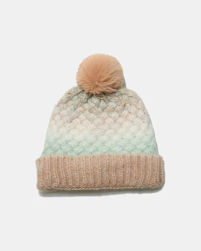 Gradient Knit Hat with Pompom