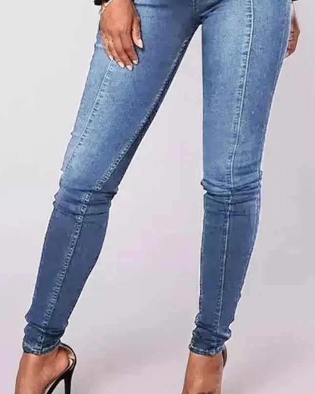 Full Size High-Waisted Double-Breasted Skinny Jeans Plus Size