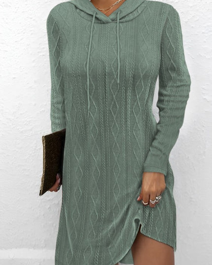 Drawstring Hooded Sweater Dress