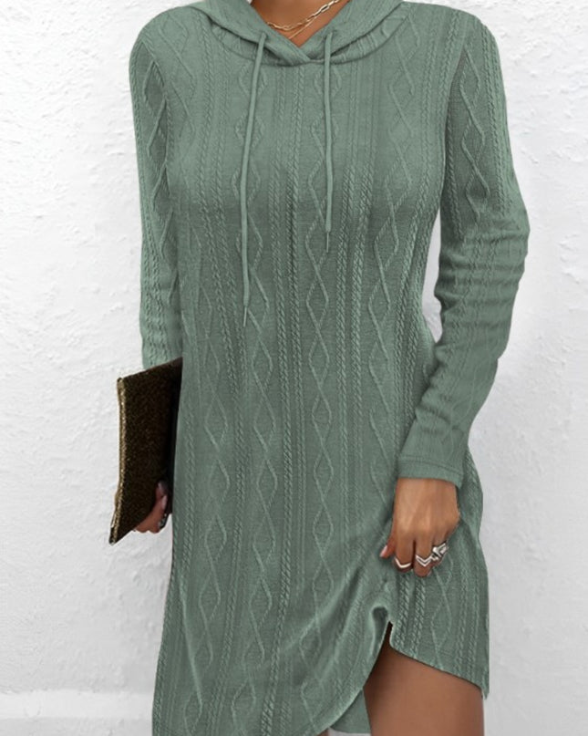 Drawstring Hooded Sweater Dress