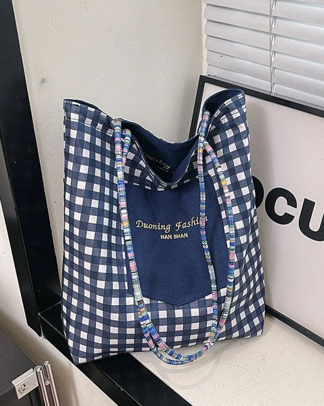 Gingham Pattern Tote Bag