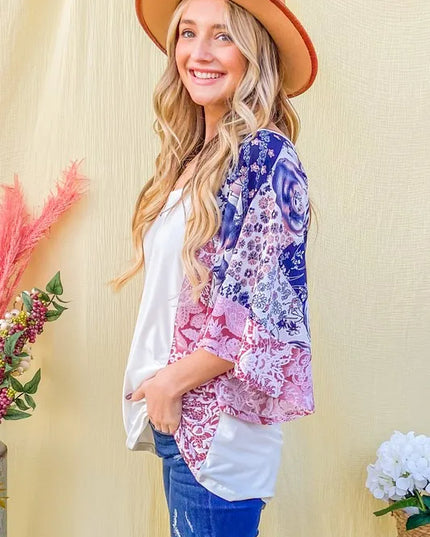And The WhyFloral Print Bell Sleeve Top