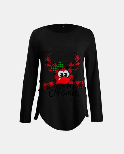 Full Size Reindeer Round Neck Long Sleeve T-Shirt