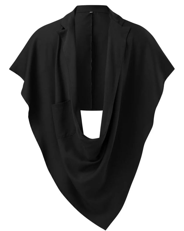 Men's Full Size Pocket Patched Draped Asymmetrical Hem Cape Plus Size