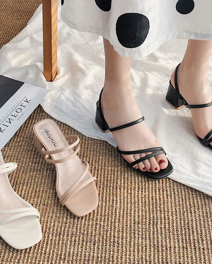 Open Toe Block Heels Sandals 