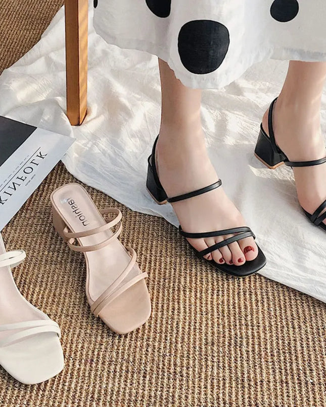 Open Toe Block Heels Sandals 