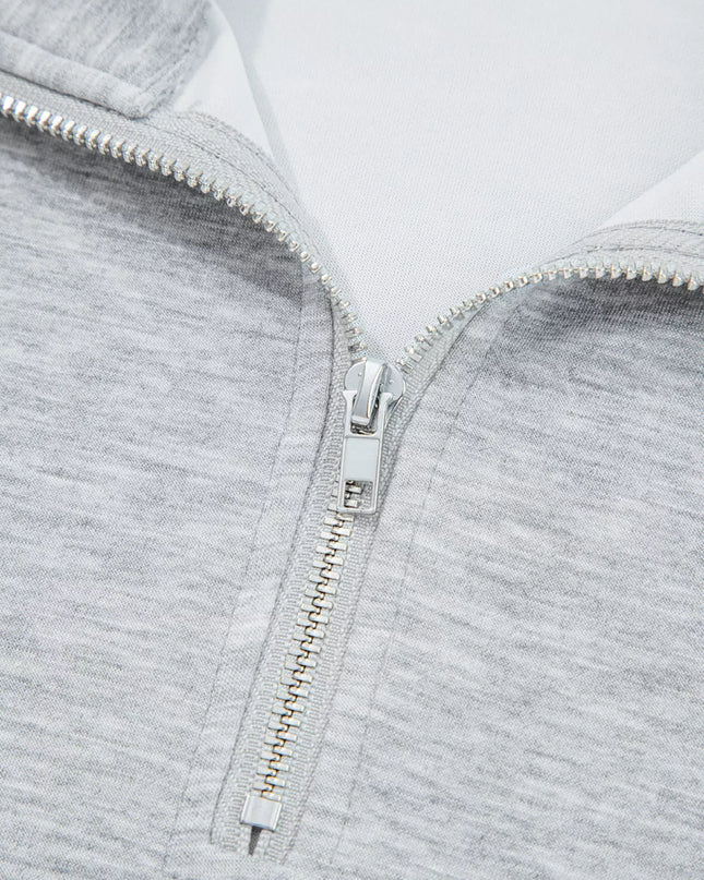 Zip Collar Long Sleeve Top and Drawstring Pants Set