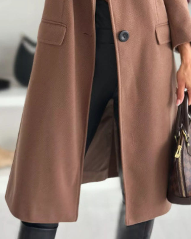 Lapel Collar Long Sleeve Coat