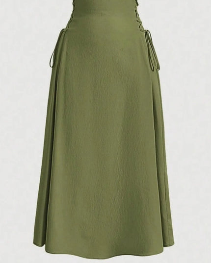 Ruched Midi Cami Dress with Side Tie Details