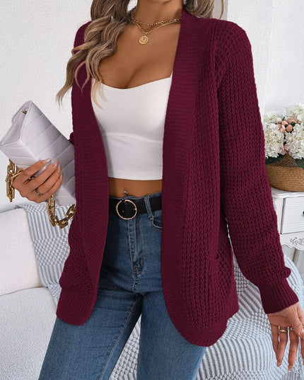Open Front Long Sleeve Cardigan with Pockets