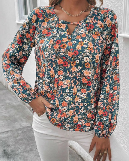 Floral Print Long Sleeve Blouse Color