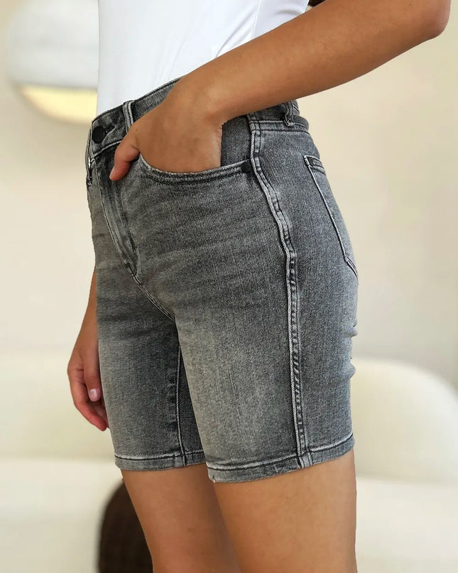 Judy Blue Full Size High Waist Washed Denim Shorts