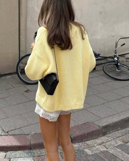 Letter Ribbed Hem Long Sleeve Sweater