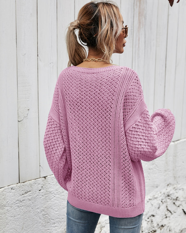 Angel Wings V-Neck Dropped Shoulder Sweater
