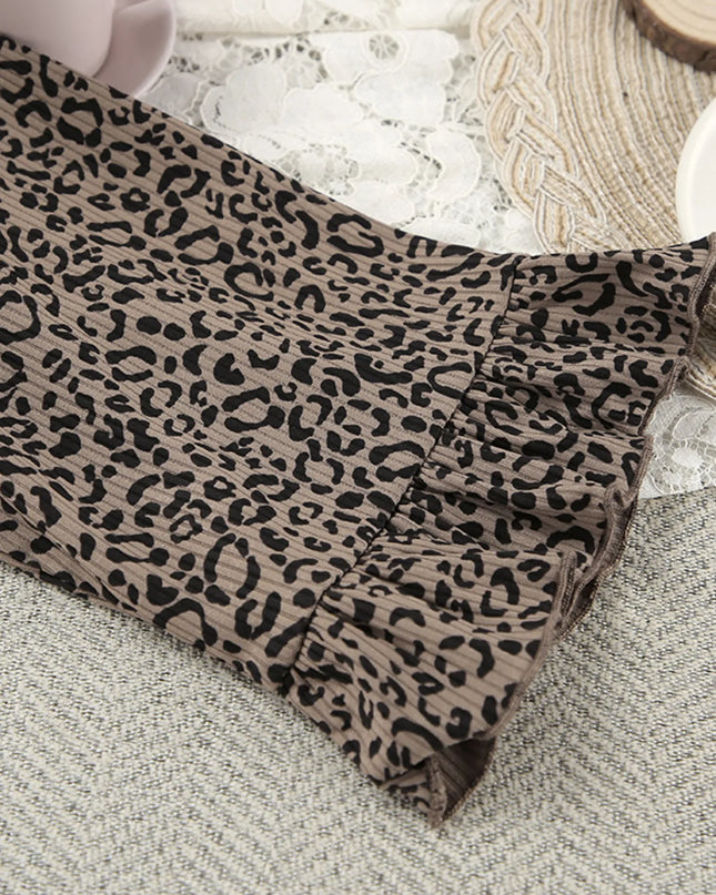 Leopard Cami Cardigan and Shorts 3-Piece Set