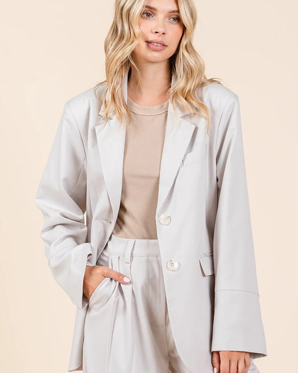 Mittoshop Boyfriend Fit Blazer Jacket ECRU