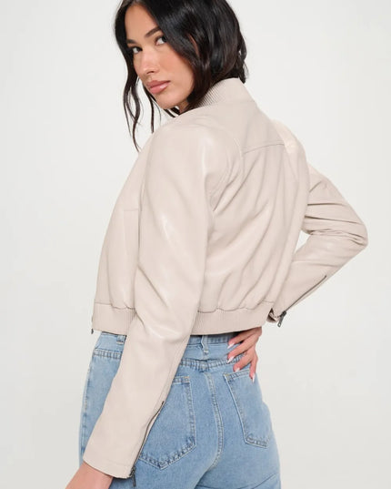 Coalition LA Zip Up Cropped Bomber Jacket