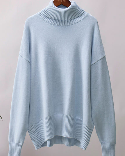 Turtle Neck Dropped Shoulder Sweater