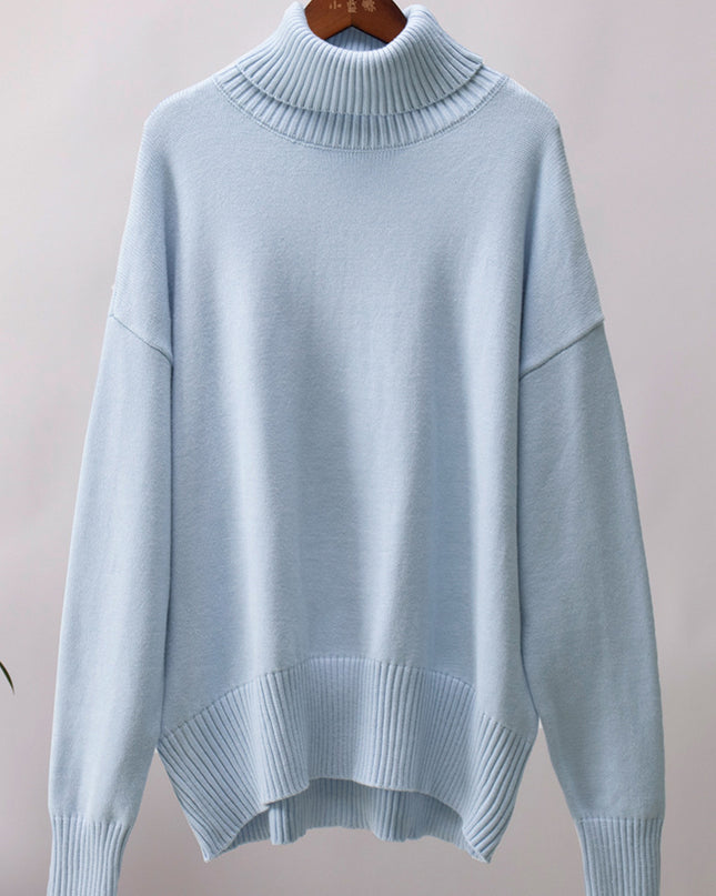 Turtle Neck Dropped Shoulder Sweater
