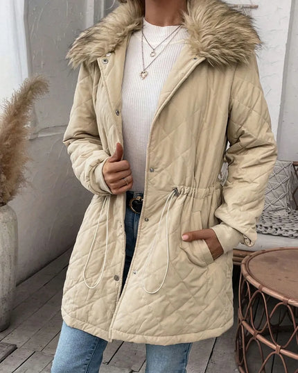 Drawstring Snap Down Long Sleeve Outerwear