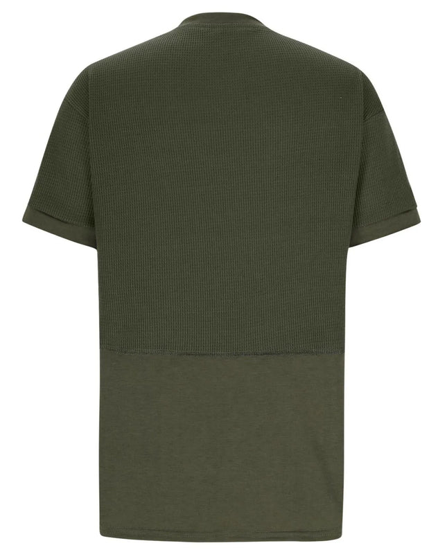 Texture Notched Short Neck T-Shirt