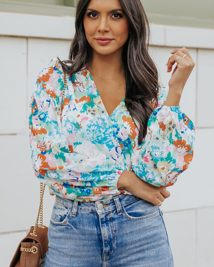 Floral Long Balloon Sleeve Bodysuit