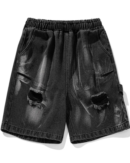 Men's Plus Size Distressed Cargo Denim Shorts