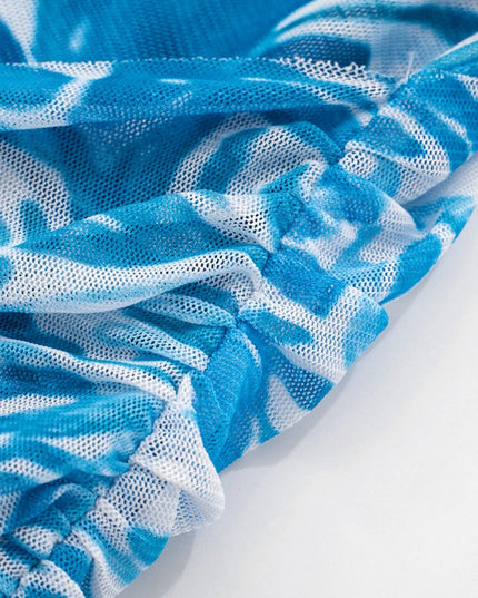 Printed Mock Neck Long Sleeve Mini Dress