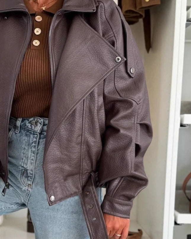 Leather Zip Up Jacket