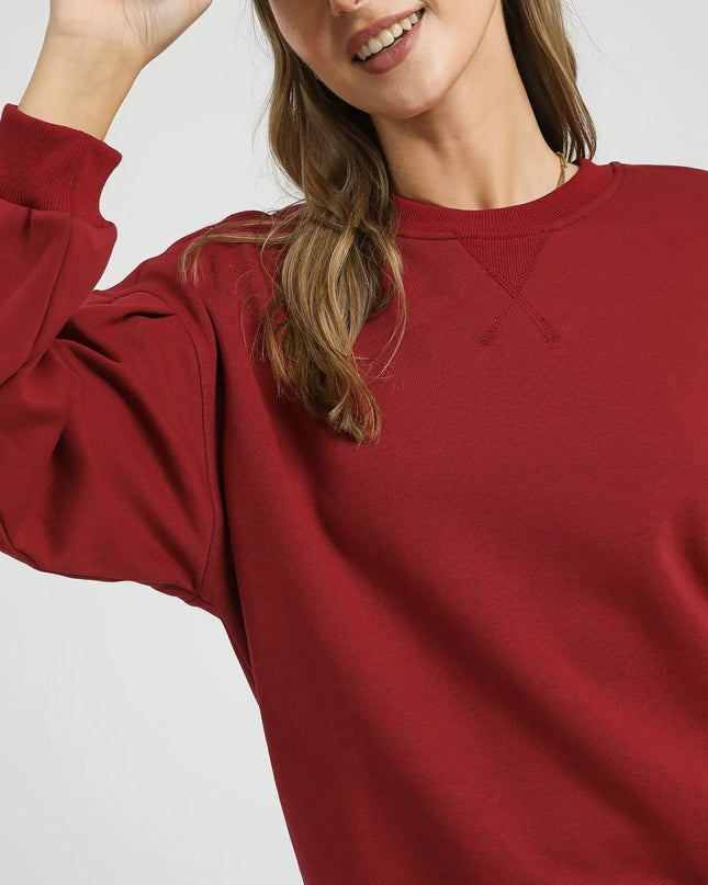 Umgee Round Neck Sweatshirt with Pleated Detail