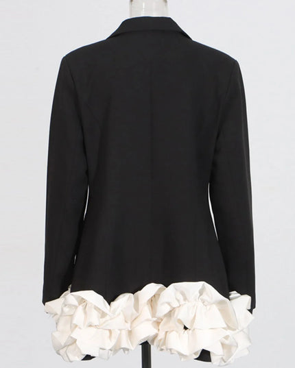 Ruffle Hem Double-Breasted Blazer Dress