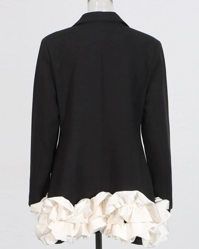 Ruffle Hem Double-Breasted Blazer Dress