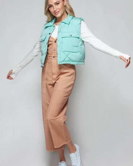 Snobbish Snap Down Quilted Crop Vest