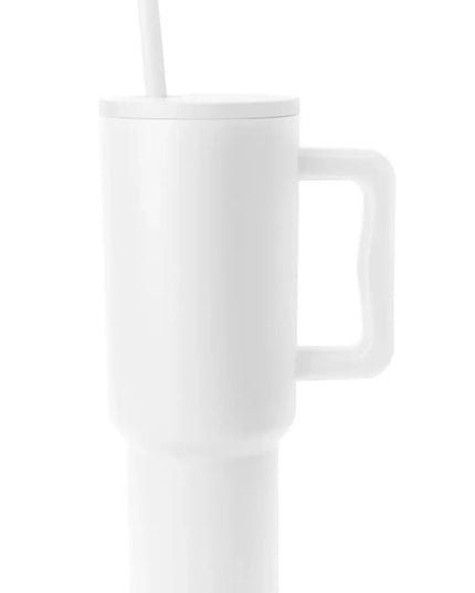Monochromatic Stainless Steel Tumbler with Matching Straw White One Size