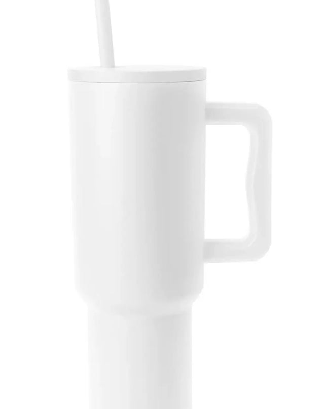 Monochromatic Stainless Steel Tumbler with Matching Straw White One Size