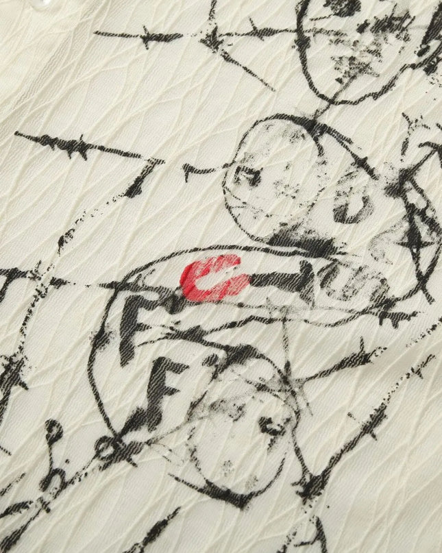 Men's Abstract Print Button-Up Shirt