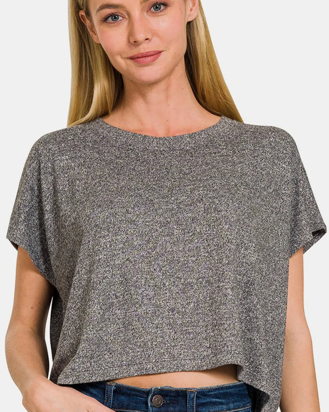 Zenana Short Sleeve Round Neck Cropped T-Shirt