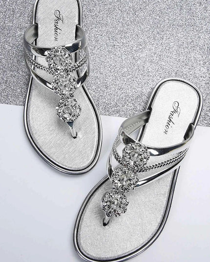 Rhinestone Toe Post Flats Sandals