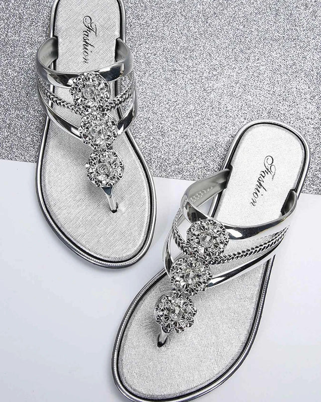 Rhinestone Toe Post Flats Sandals