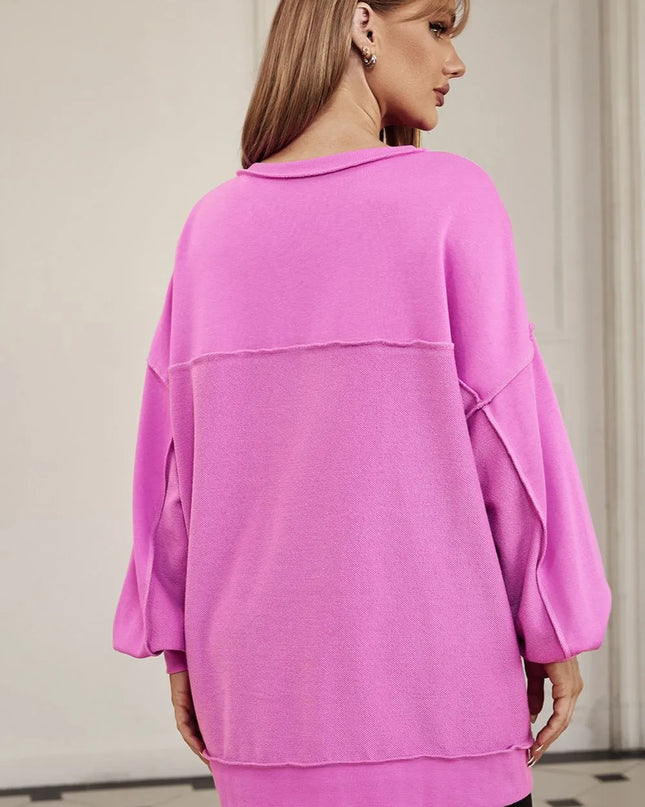 Buttoned Dropped Shoulder Sweatshirt