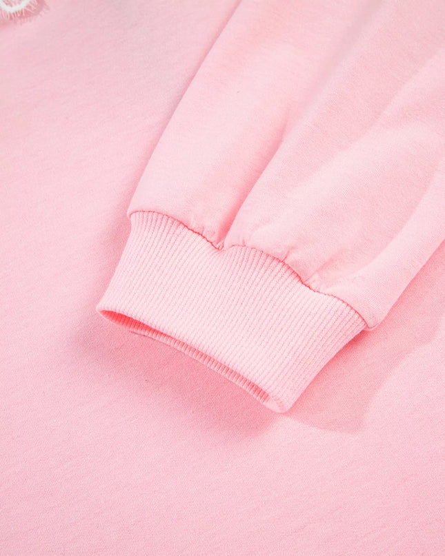 Peter Pan Lace Embellished Neck Sweatshirt and Skirt Two Piece Set