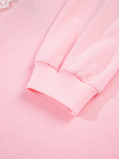 Peter Pan Lace Embellished Neck Sweatshirt and Skirt Two Piece Set