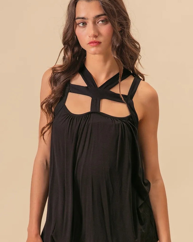 BiBi Rayon Span Jersey Cut Out with Straps Detailed 