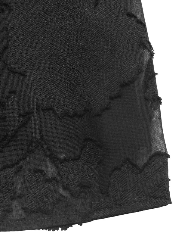 Button-Front Balloon Sleeve Mini Dress