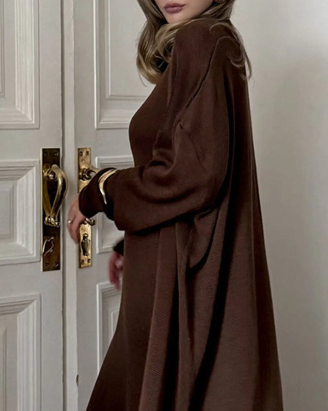 V-Neck Knit Dress and Cardigan Sweater Set