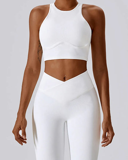 Basic Bae Cutout Racerback Active Tank White