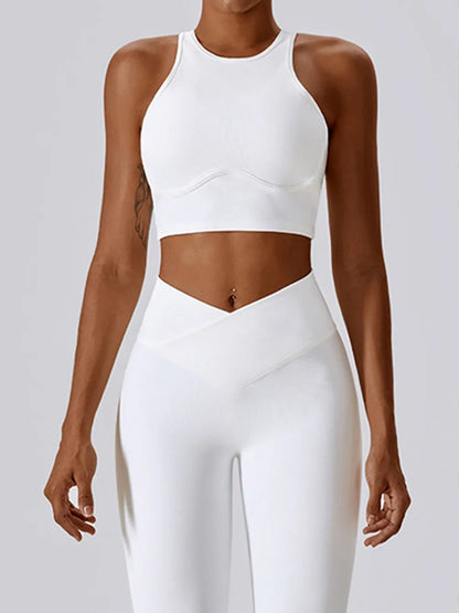 Basic Bae Cutout Racerback Active Tank White