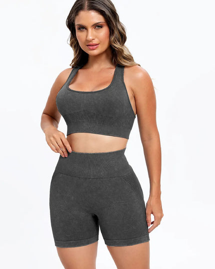 Scoop Neck Wide Strap Top and Shorts Active Set 